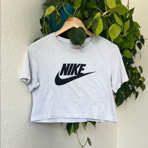 Nike White Gray Crop Top Short Sleeve
